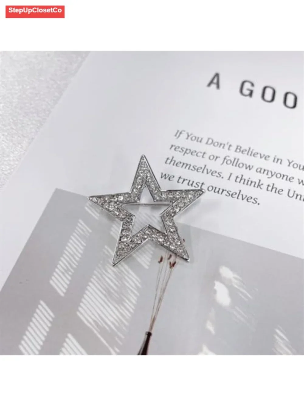 Shiny CZ Star Brooch Women Girls Sparkling Crystal Lapel Pin Elegant Hat Bag
